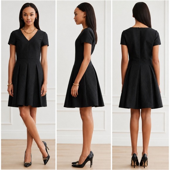 Banana Republic Dresses & Skirts - NWT Banana Republic Black Textured Fit & Flare Dress Size 8 Pockets Holiday
